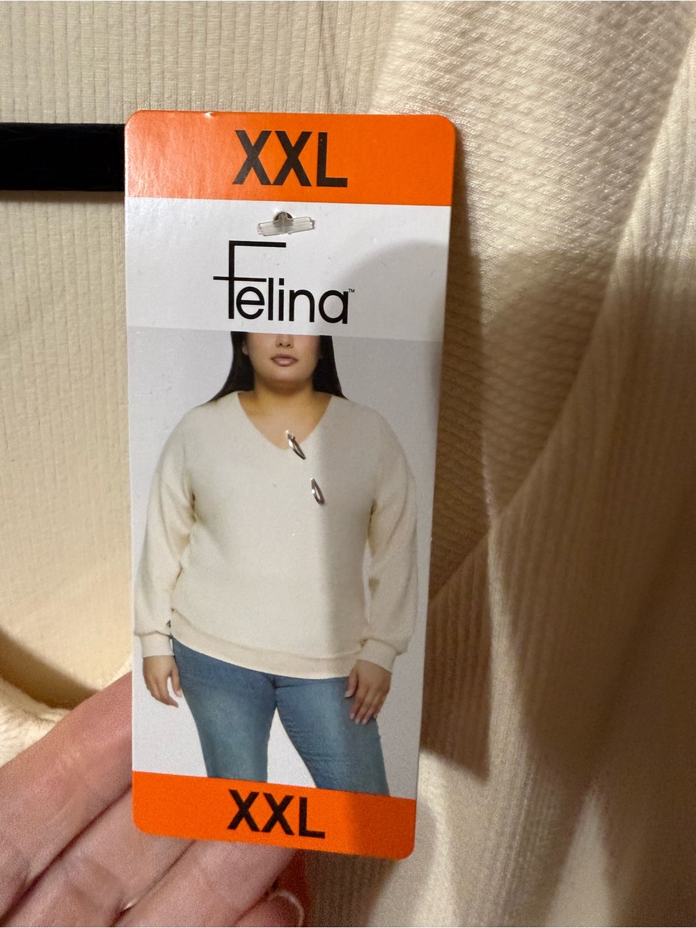Felina Cream V-Neck Pullover Sweater